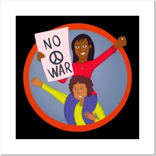 Two Girls Protesting Against War Posters and Art